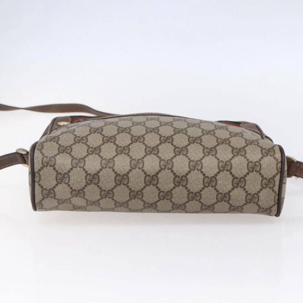 GUCCI GG Supreme Web Sherry Line Shoulder Bag PVC Beige Red Green Auth 97406 - Picture 6 of 16